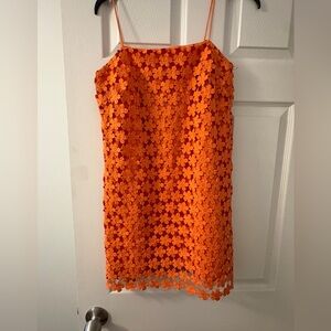 Orange Floral Lace Dress